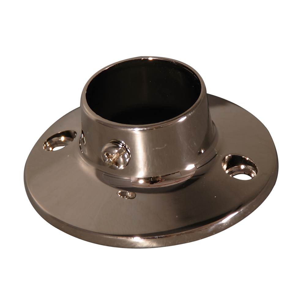 Barclay Heavy Round Die Cast Flanges, Pair, Polished Nickel