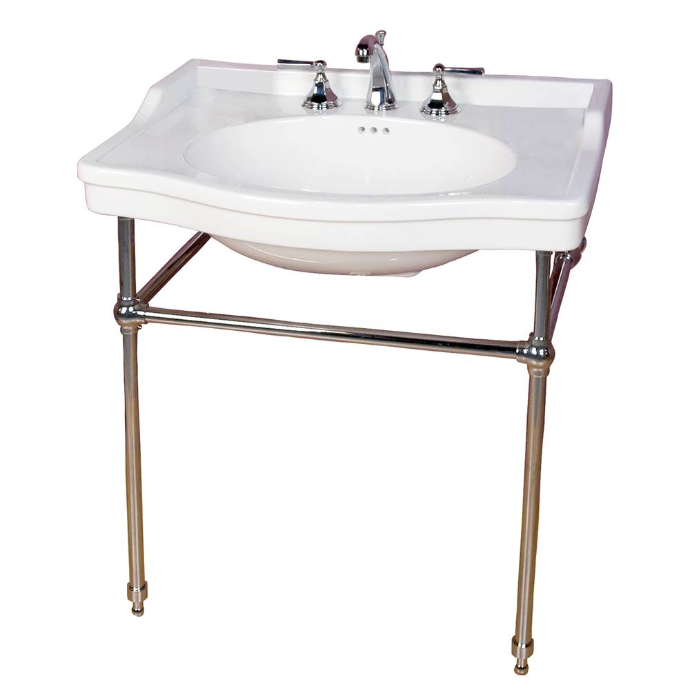 Barclay Ensal 30''Console w/Stand,White 1 Faucet Hole, BN Stand