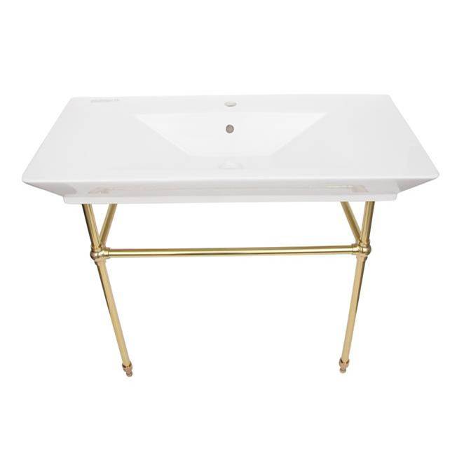 Barclay Opulence Console 39-1/2'', RectBowl, 8'' WS, White, PB Stand