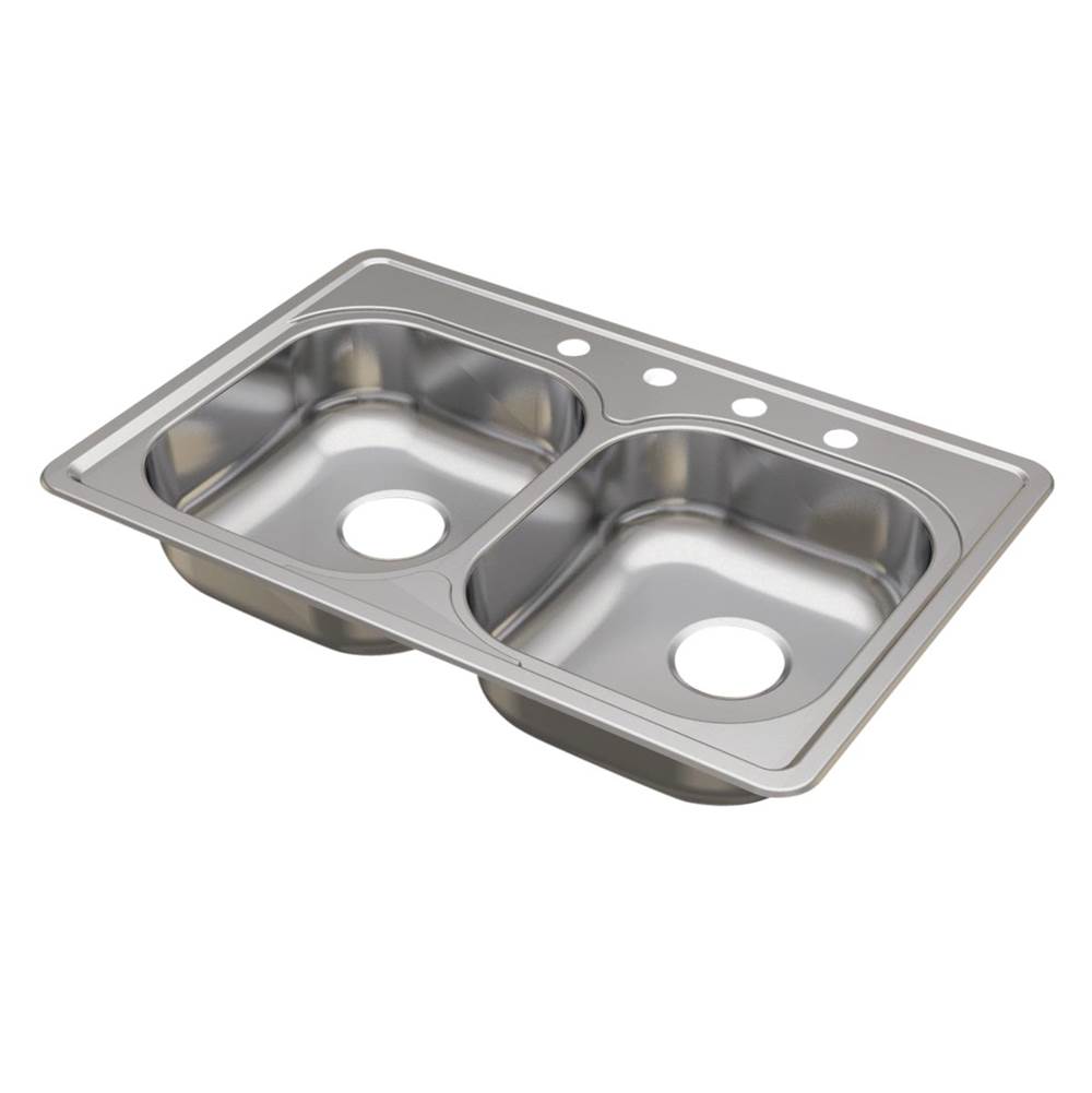 Compass Manufacturing ADA Stainless Steel Top-Mount Double Bowl Rear Drain