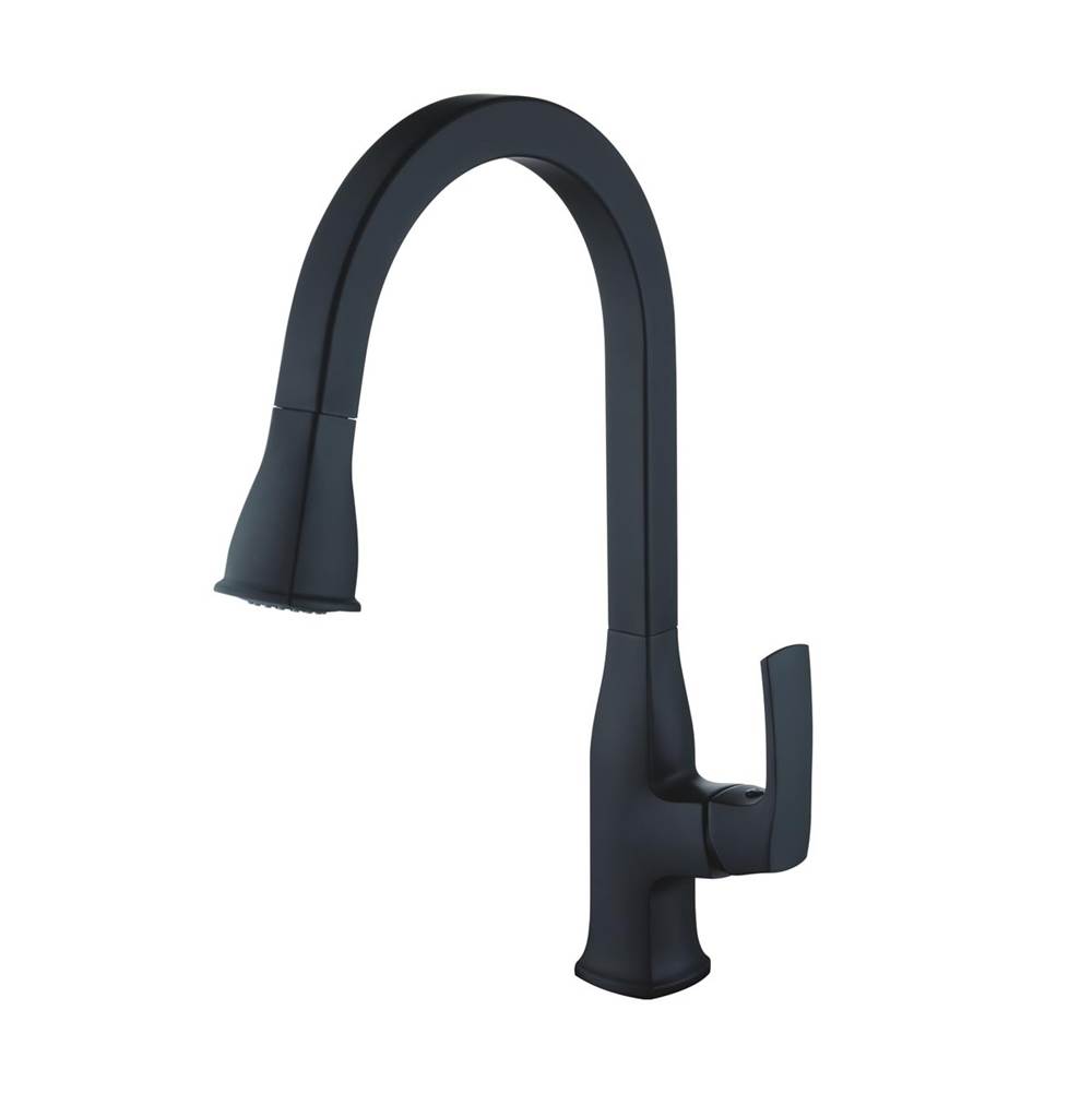 Compass Manufacturing Cardania Matte Black Single Handle High Arc Pull-Down Kitchen, Faucet