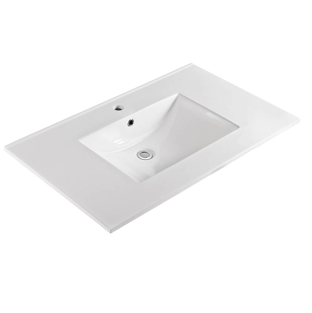 Dawn 37'' Pure White Ceramic Sink Top with Undermount Sink
