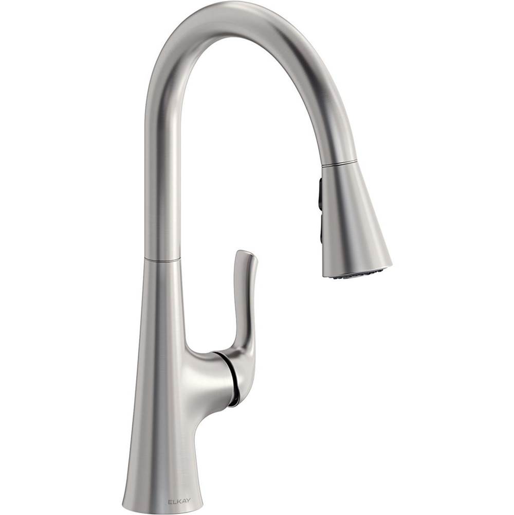 Elkay Harmony Single Hole Kitchen Faucet with Pull-down Spray and Forward Only Lever Handle, Lustrous Steel