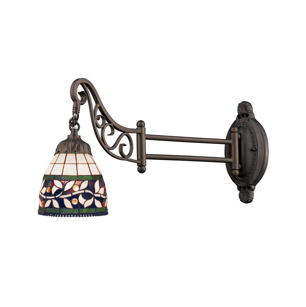 Elk Lighting Mix-N-Match 1-Light Swingarm Wall Lamp in Tiffany Bronze and Tiffany Style Glass