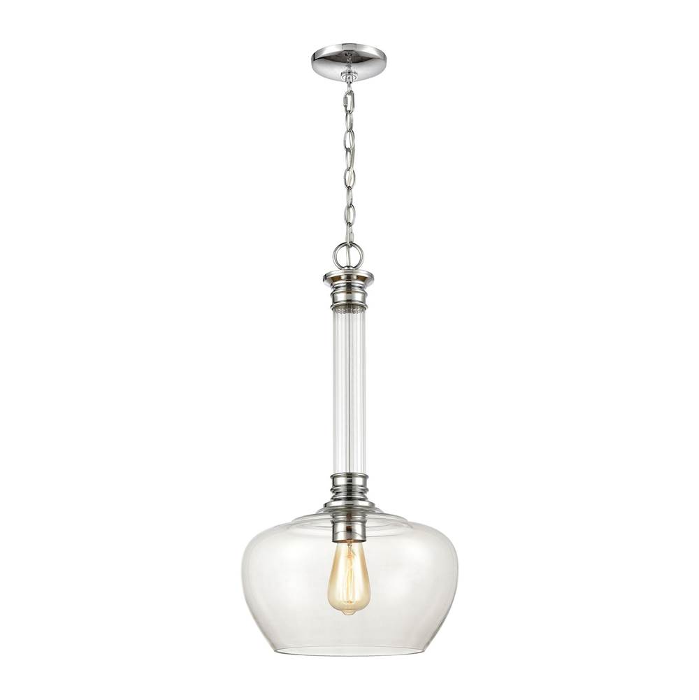 Elk Lighting Glasgow 1-Light Pendant in Polished Chrome With Clear Glass