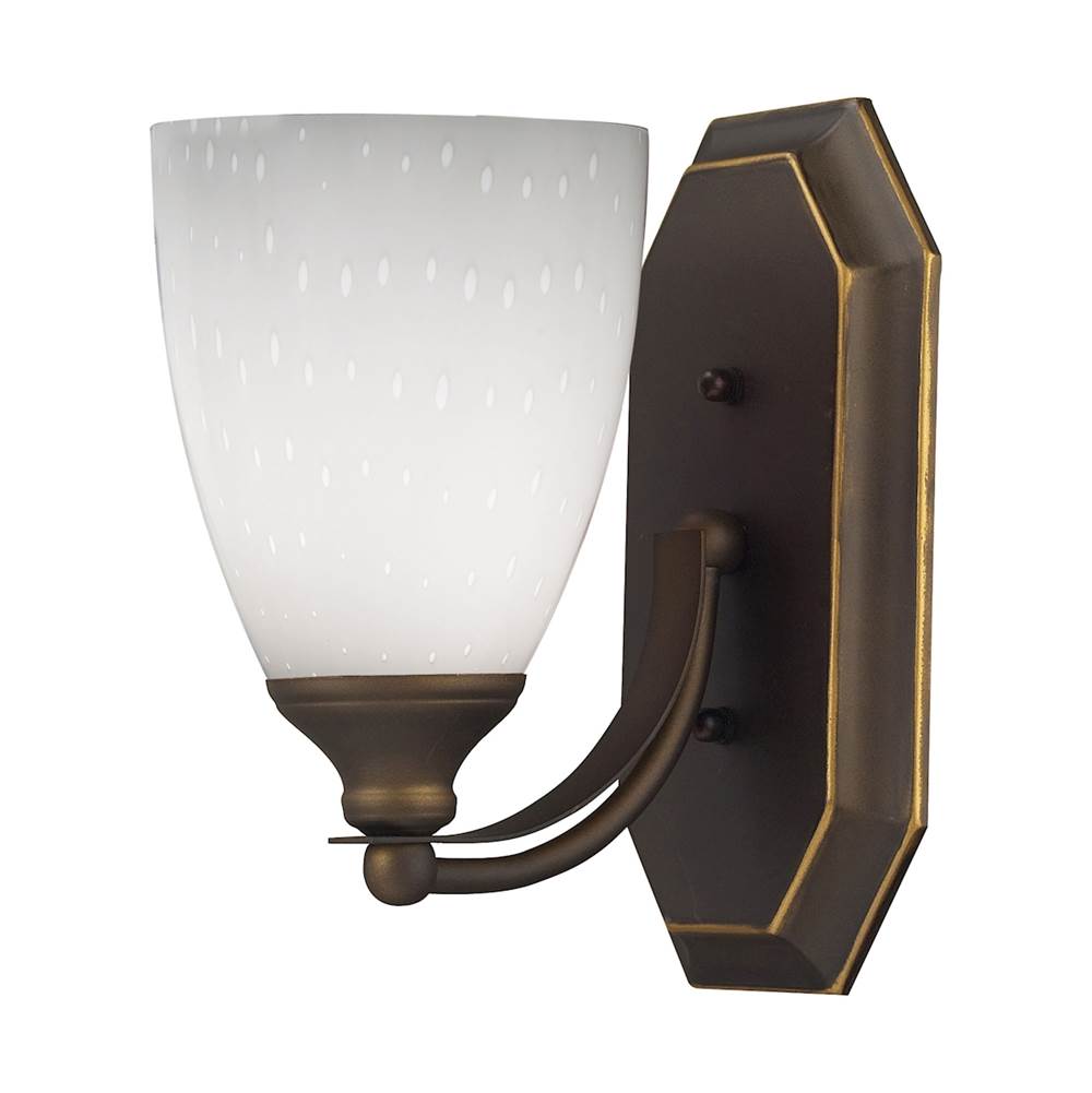 Elk Lighting Mix-N-Match Vanity 1-Light Wall Lamp in Aged Bronze with Simple White Glass