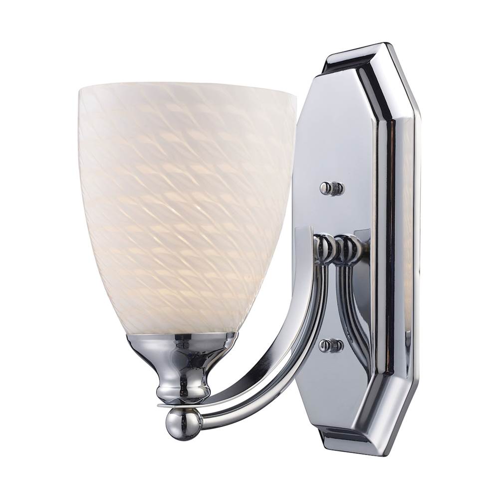 Elk Lighting Mix and Match Vanity 1-Light Wall Lamp in Chrome With White Swirl Glass