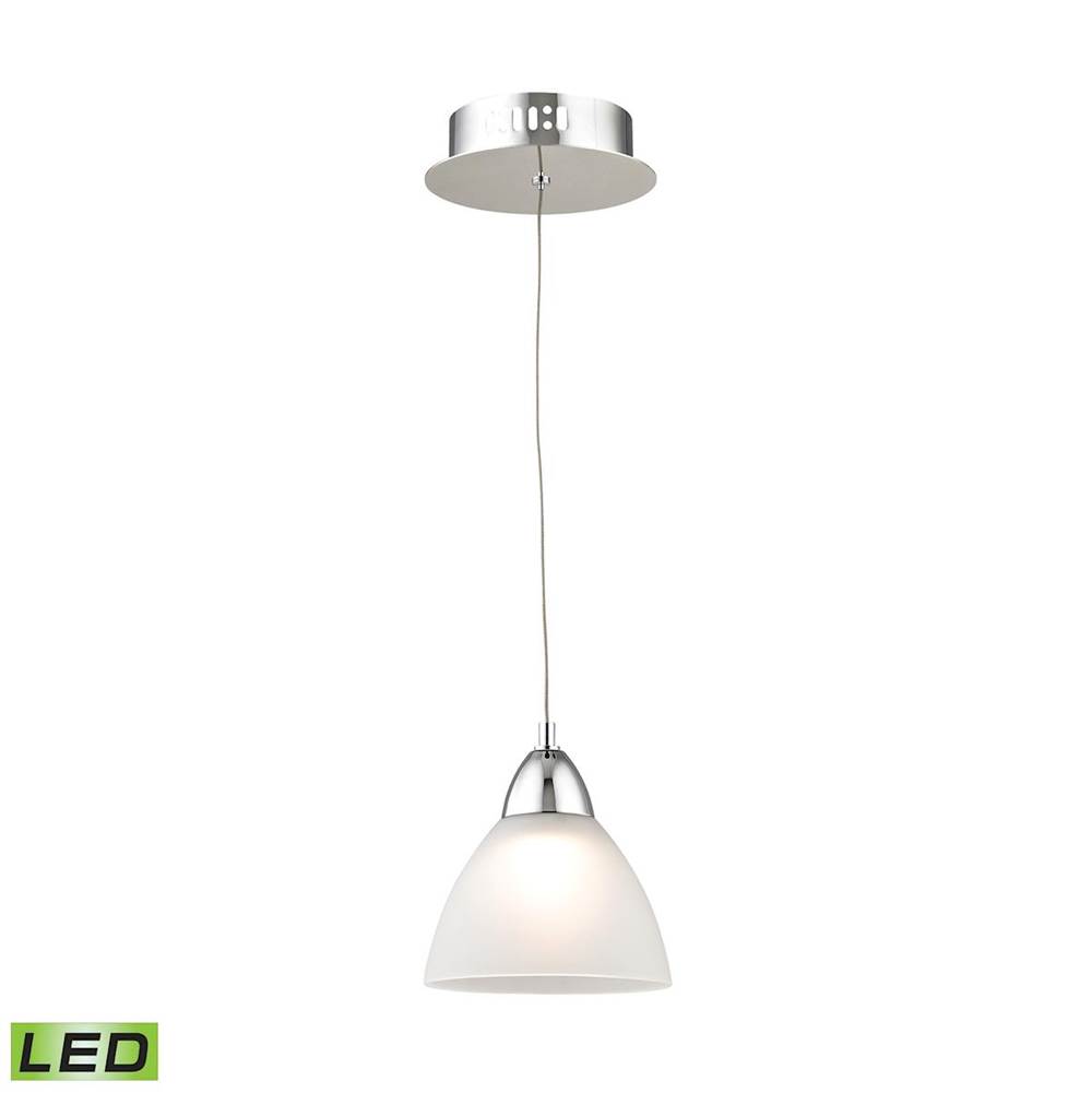 Elk Lighting Piatto Single LED Pendant Complete With White Glass Shade and Holder