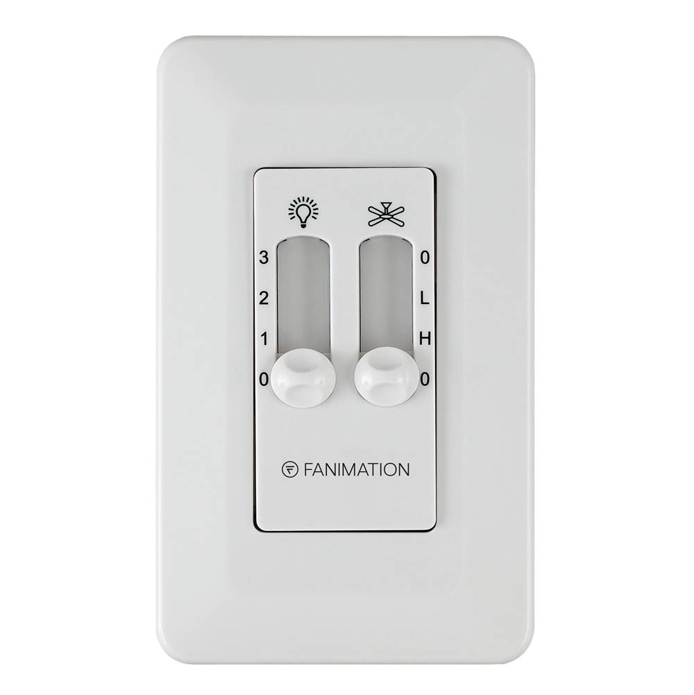 Fanimation Three Speed Wall Control For Up To Five Fans Non-Reversing - Fan Speed and Light - White
