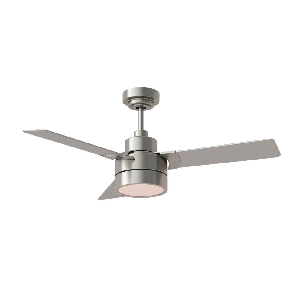 Generation Lighting Jovie 44'' Dimmable Indoor/Outdoor Integrated LED Indoor Brushed Steel Ceiling Fan with Light Kit Wall Control and Manual Reversible Motor