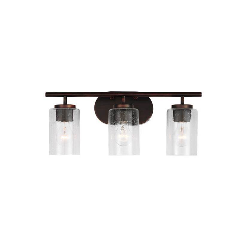 Generation Lighting Oslo Dimmable 3-Light Wall Bath Sconce In A Bronze Finish With Clear Seeded Glass Shade