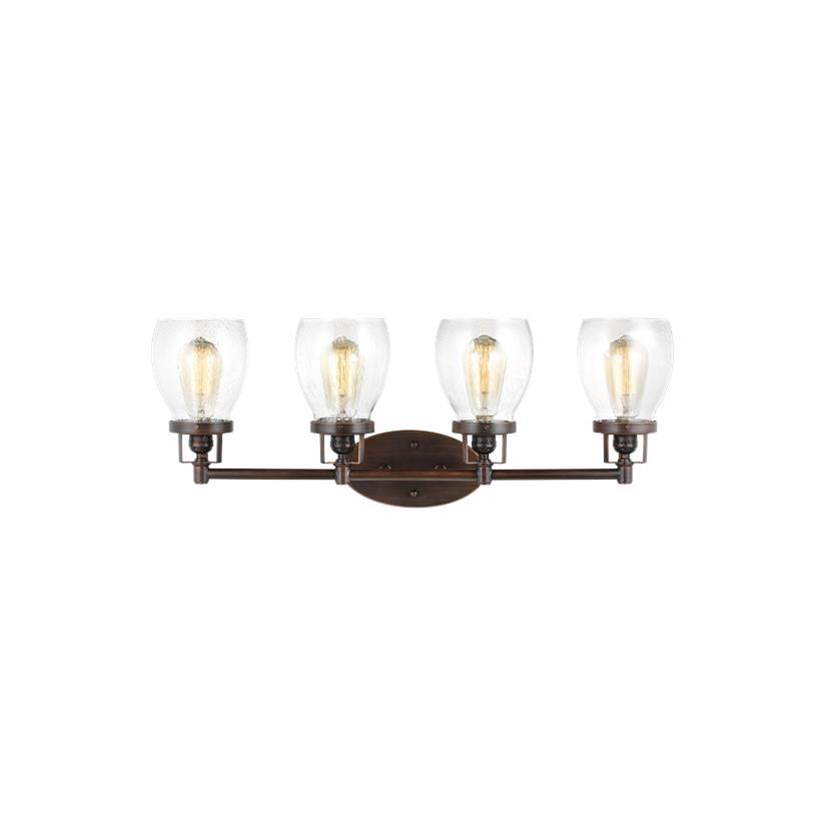 Generation Lighting Belton Transitional 4-Light Indoor Dimmable Bath Vanity Wall Sconce In Bronze Finish With Clear Seeded Glass Shades