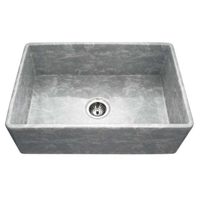 Hamat Apron-Front Fireclay Single Bowl Kitchen Sink, Marble