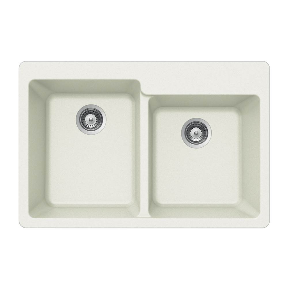 Hamat Granite Topmount 60/40 Double Bowl Kitchen Sink, White