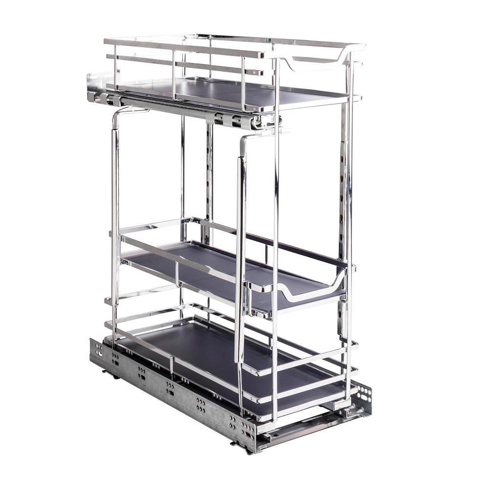 Hardware Resources 8'' Polished Chrome STORAGE WITH STYLE  Metal ''No Wiggle'' Base Pullout, Preassembled with Soft-close Slides