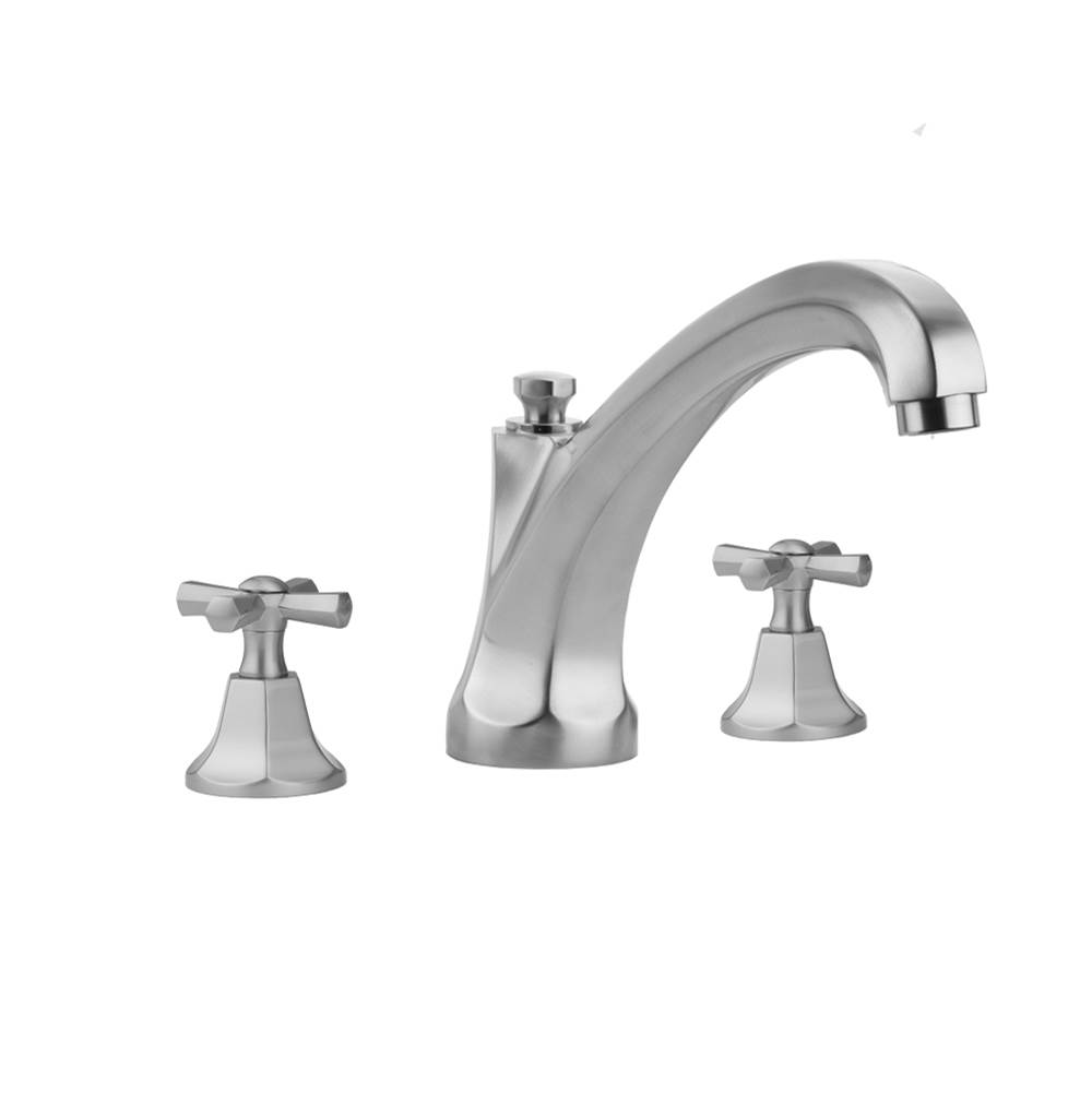 Jaclo Astor Roman Tub Set with High Spout and Hex Cross Handles