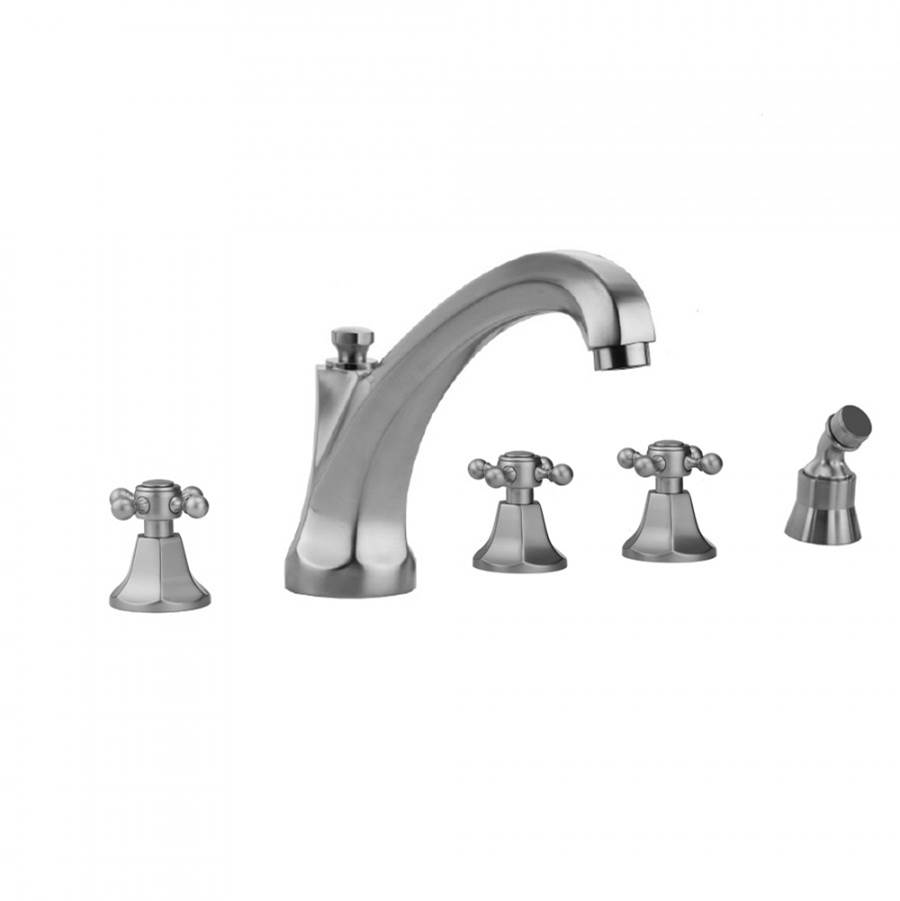 Jaclo 9980-L-A-456-TRIM-PEW Contempo Roman Bathtub Filler with Lever Handles and Angled Handshower Pewter