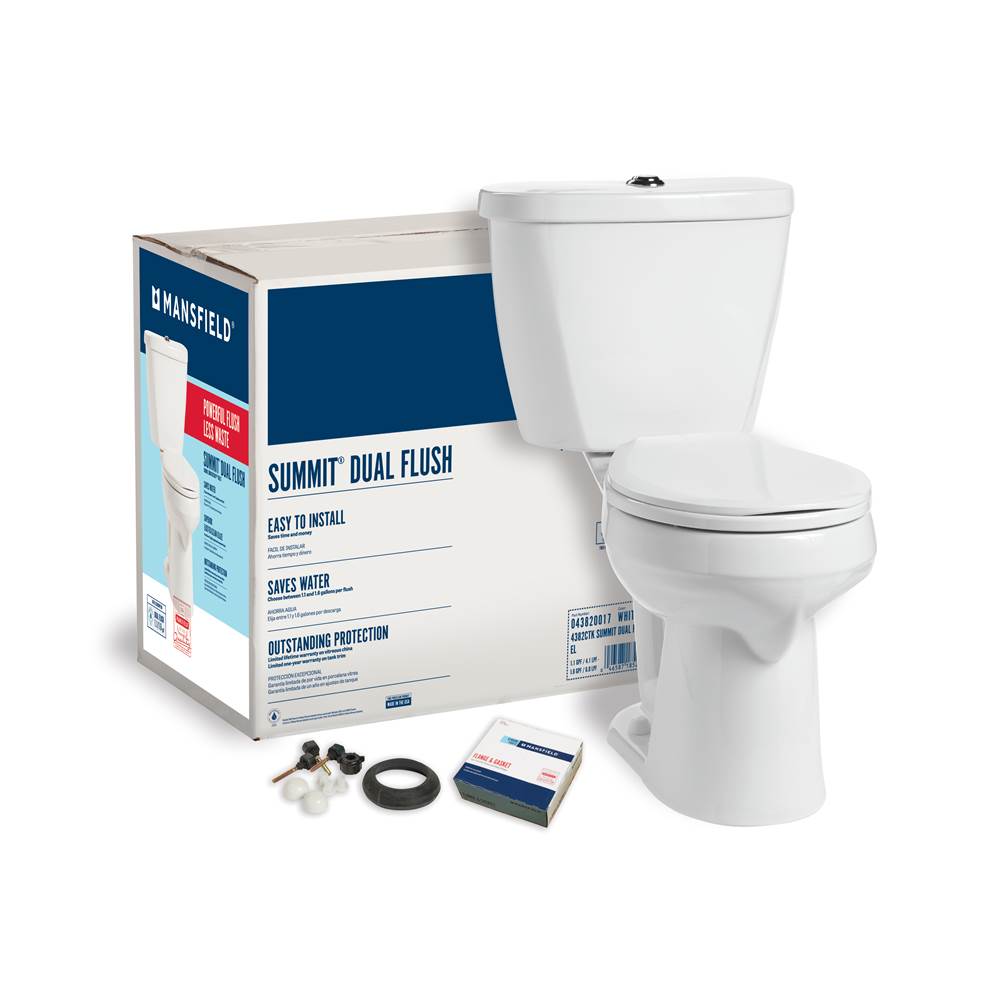 Mansfield Plumbing Summit Dual Flush Round SmartHeight Complete Toilet Kit