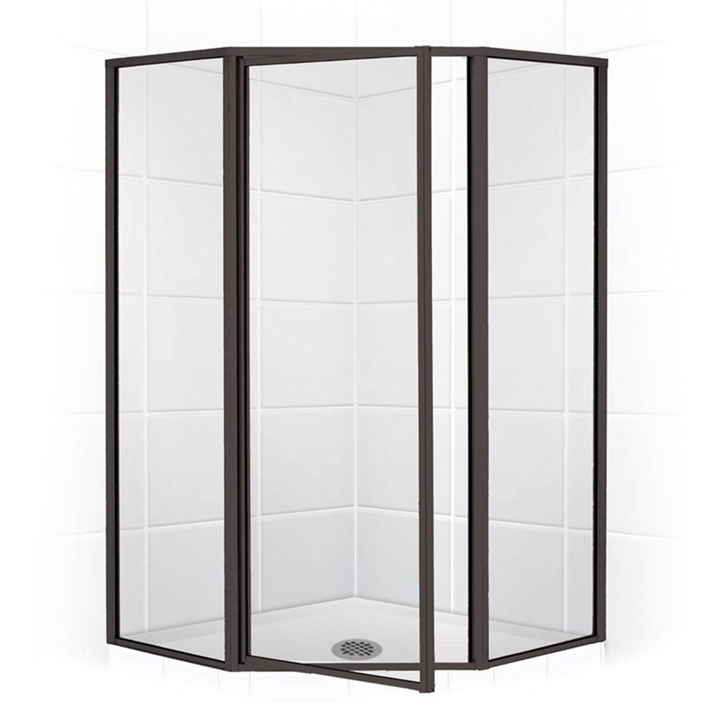 Mustee And Sons Neo Angle Shower Enclosure with Clear Glass, 42'', Oil Rub Bronze