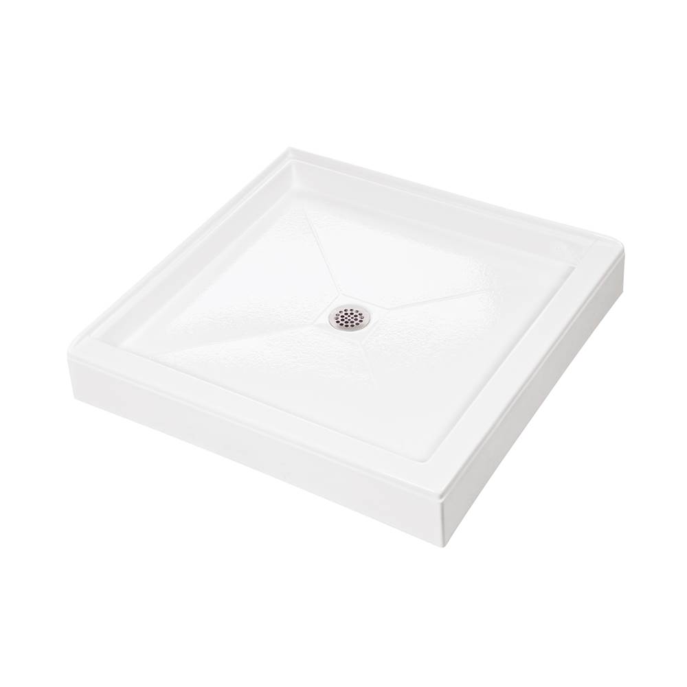 MTI Baths 3232 Acrylic Cxl Center Drain Dual 2-Sided Integral Tile Flange - White