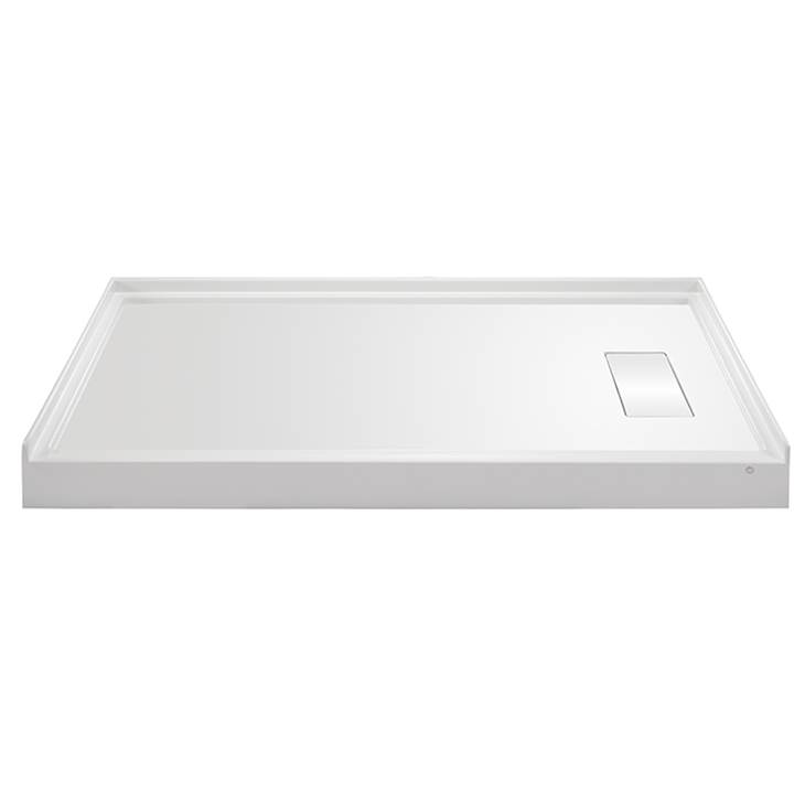MTI Baths 6036  Acrylic Cxl Rh Offset Hidden Drain 3-Sided Integral Tile Flange - White