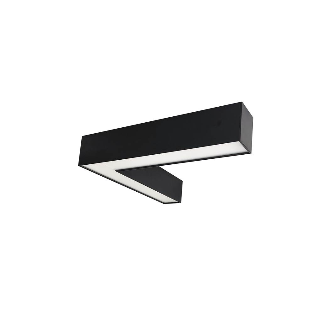 Nora Lighting ''L'' Shaped L-Line LED Indirect/Direct Luminaire, Selectable CCT, 3781lm, Black finish