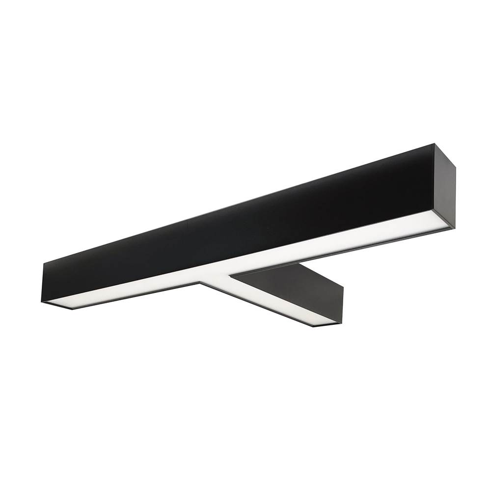 Nora Lighting ''T'' Shaped L-Line LED Indirect/Direct Luminaire, Selectable CCT, 5027lm, Black finish