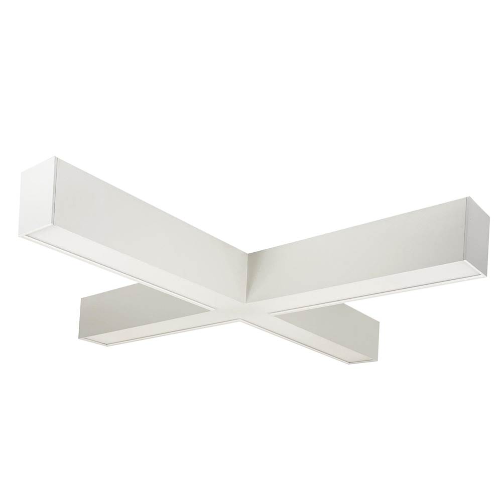 Nora Lighting ''X'' Shaped L-Line LED Indirect/Direct Luminaire, Selectable CCT, 6028lm, White finish