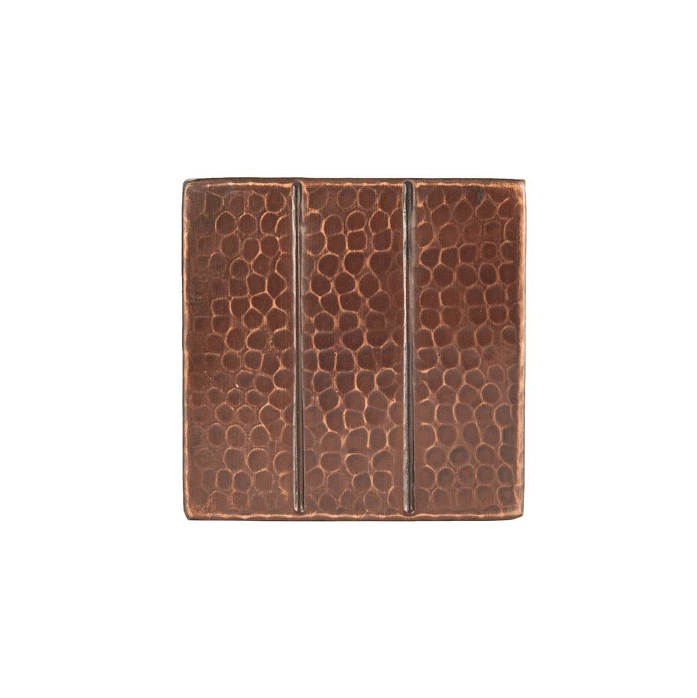 Premier Copper Products 4'' x 4'' Hammered Copper Tile with Linear Design