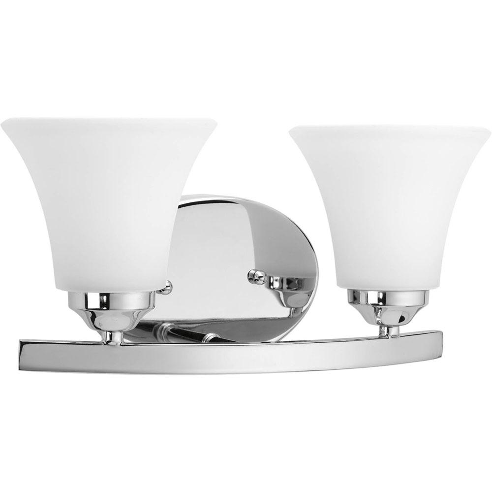 Progress Lighting Adorn Collection Two-Light Polished Chrome Etched Glass Traditional Bath Vanity Light
