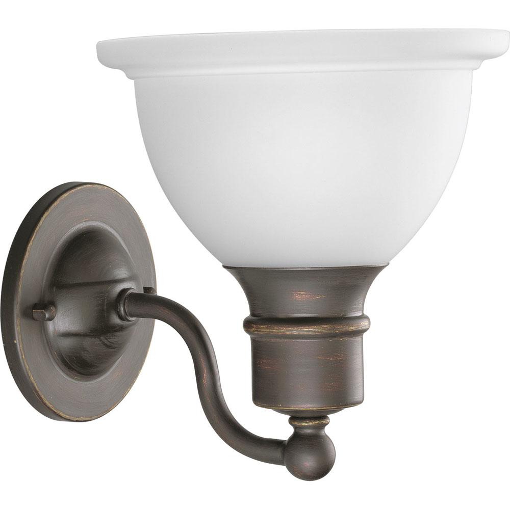 Progress Lighting Madison Collection One-Light Antique Bronze Etched Glass Traditional Bath Vanity Light