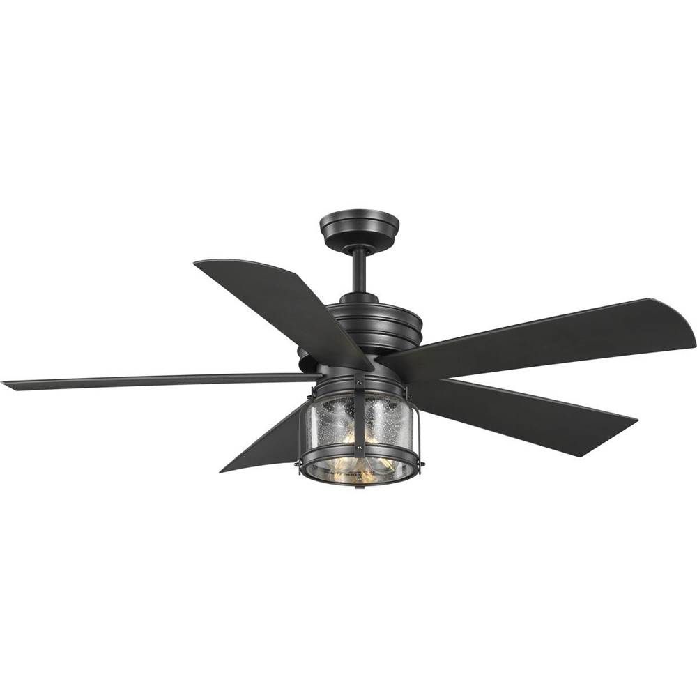 Progress Lighting Midvale Collection 5-Blade Blistered Iron 56-Inch AC Motor Coastal Ceiling Fan