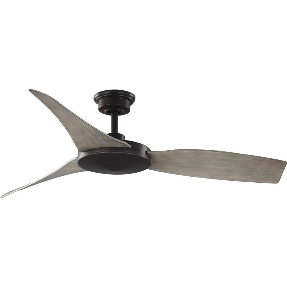 Progress Lighting Spicer Collection 54'' Three-Blade Antique wood/Antique Bronze Indoor/Outdoor DC Motor Contemporary Ceiling Fan