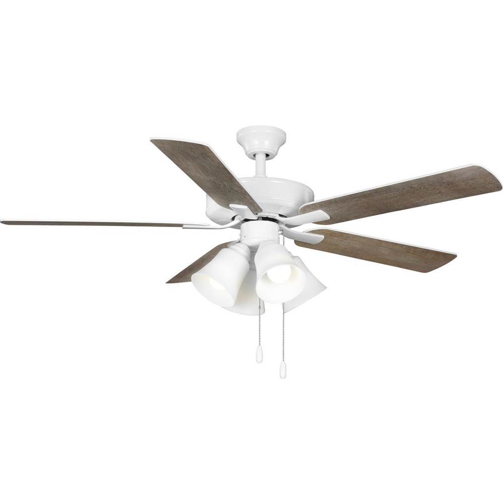 Progress Lighting AirPro 52 in. White 5-Blade ENERGY STAR Rated AC Motor Ceiling Fan with Light