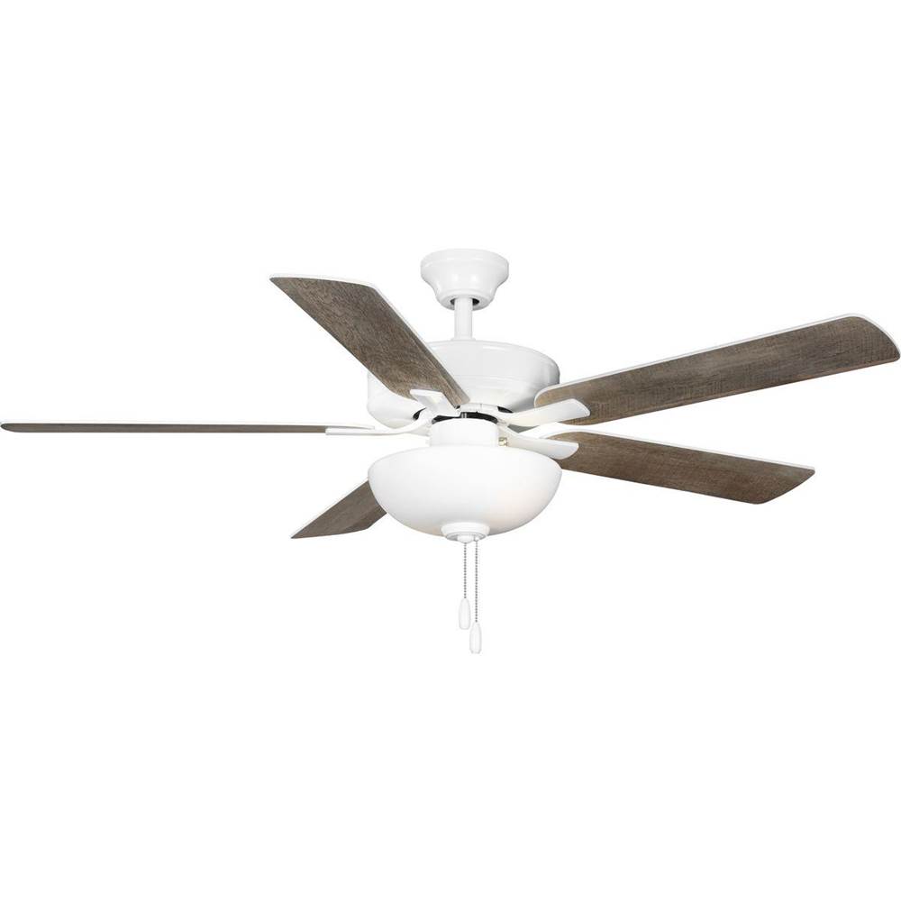 Progress Lighting AirPro 52 in. White 5-Blade ENERGY STAR Rated AC Motor Ceiling Fan with Light