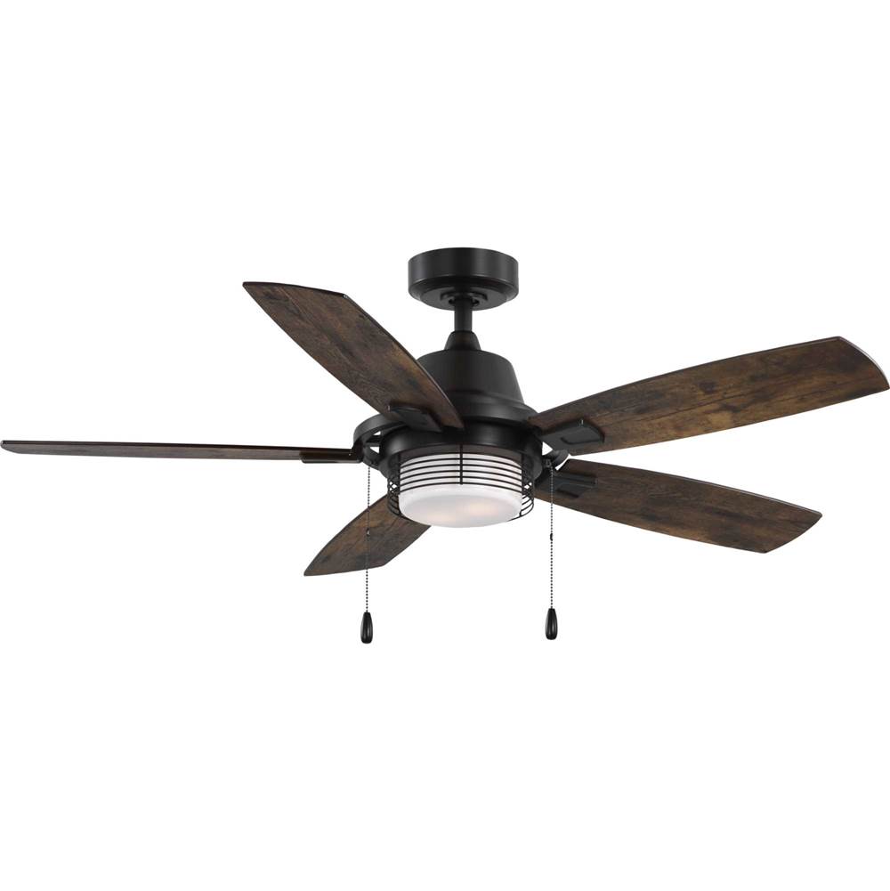 Progress Lighting Freestone Collection 52 in. Five-Blade Antique Bronze Transitional Ceiling Fan with LED lamped Light Kit