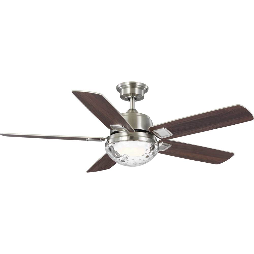 Progress Lighting Tompkins Collection 52 in. Five Blade Brushed Nickel Coastal Ceiling Fan with Integrated CCT-LED Light