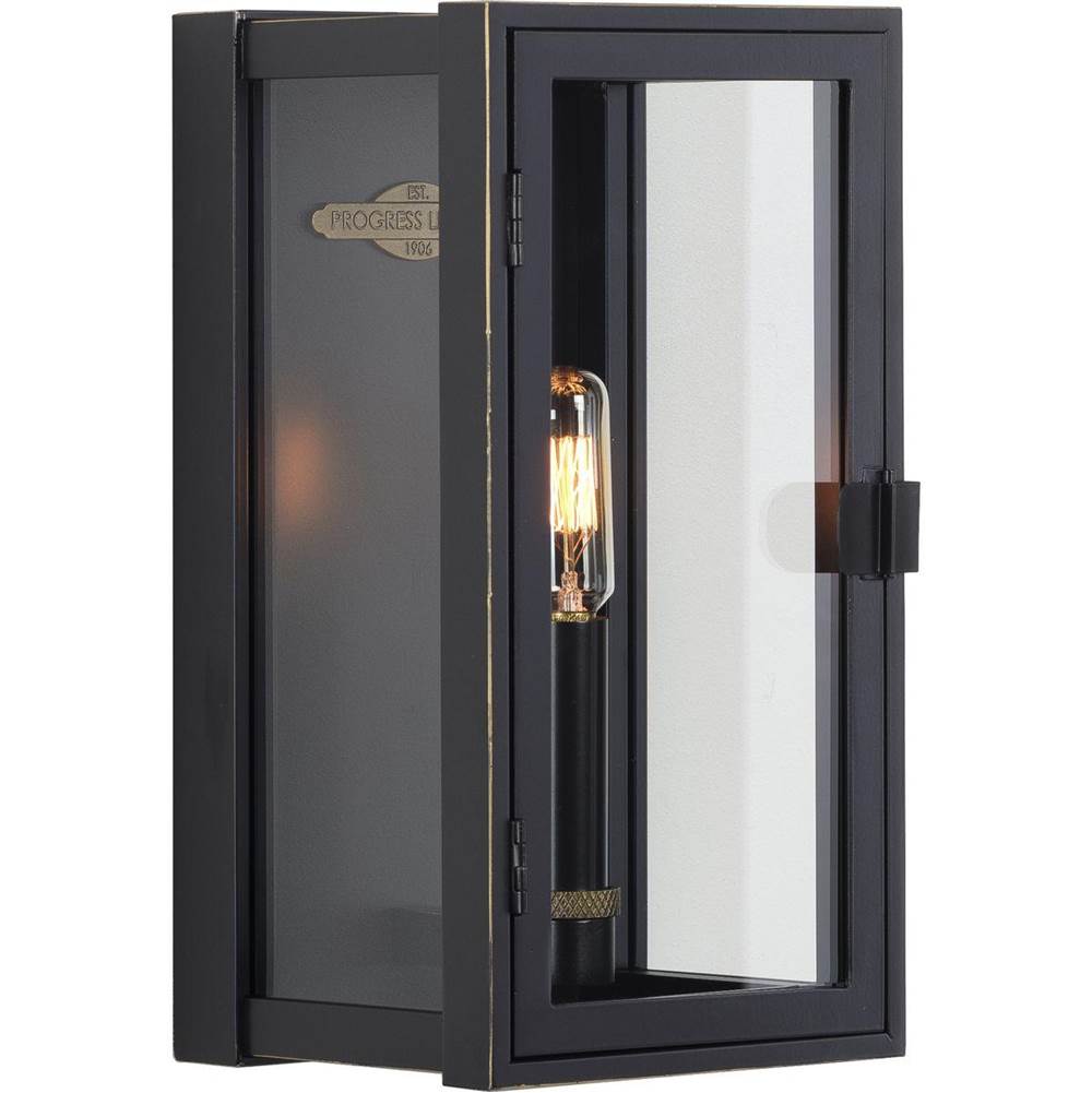 Progress Lighting Stature Collection One-Light Oil Rubbed Bronze and Clear Glass Transitional Style Small Outdoor Wall Lantern
