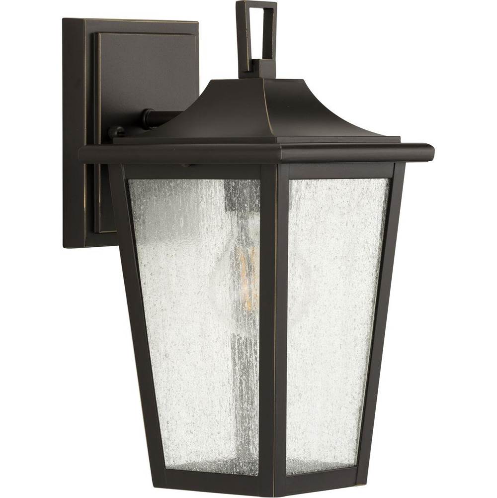 Progress Lighting Padgett Collection One-Light Transitional Antique Bronze Clear Seeded Glass Outdoor Wall Lantern