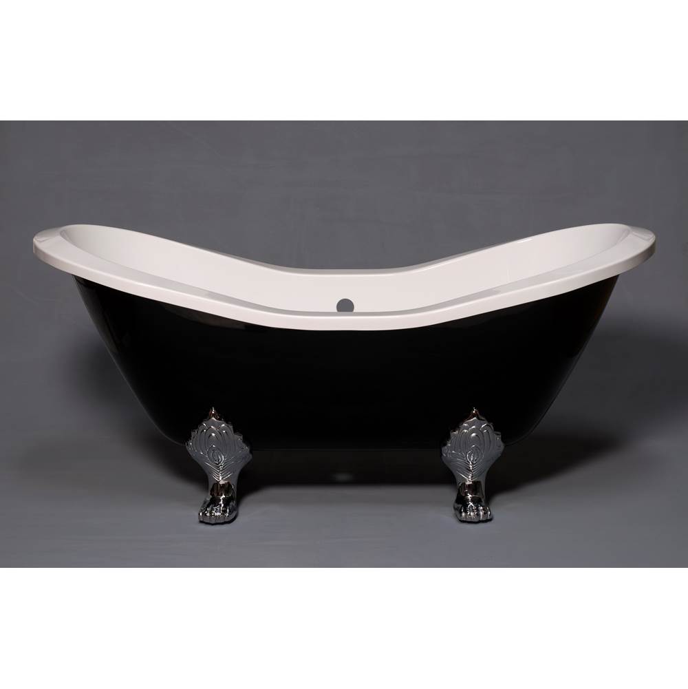 Strom Living The Summit Black And White 6'' Acrylic Double Ended Slipper Tub On Legs Without Faucet Holes