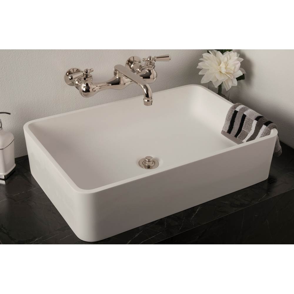 Strom Living Rectangular Solid Surface Acrylic Matte White Vessel Sink