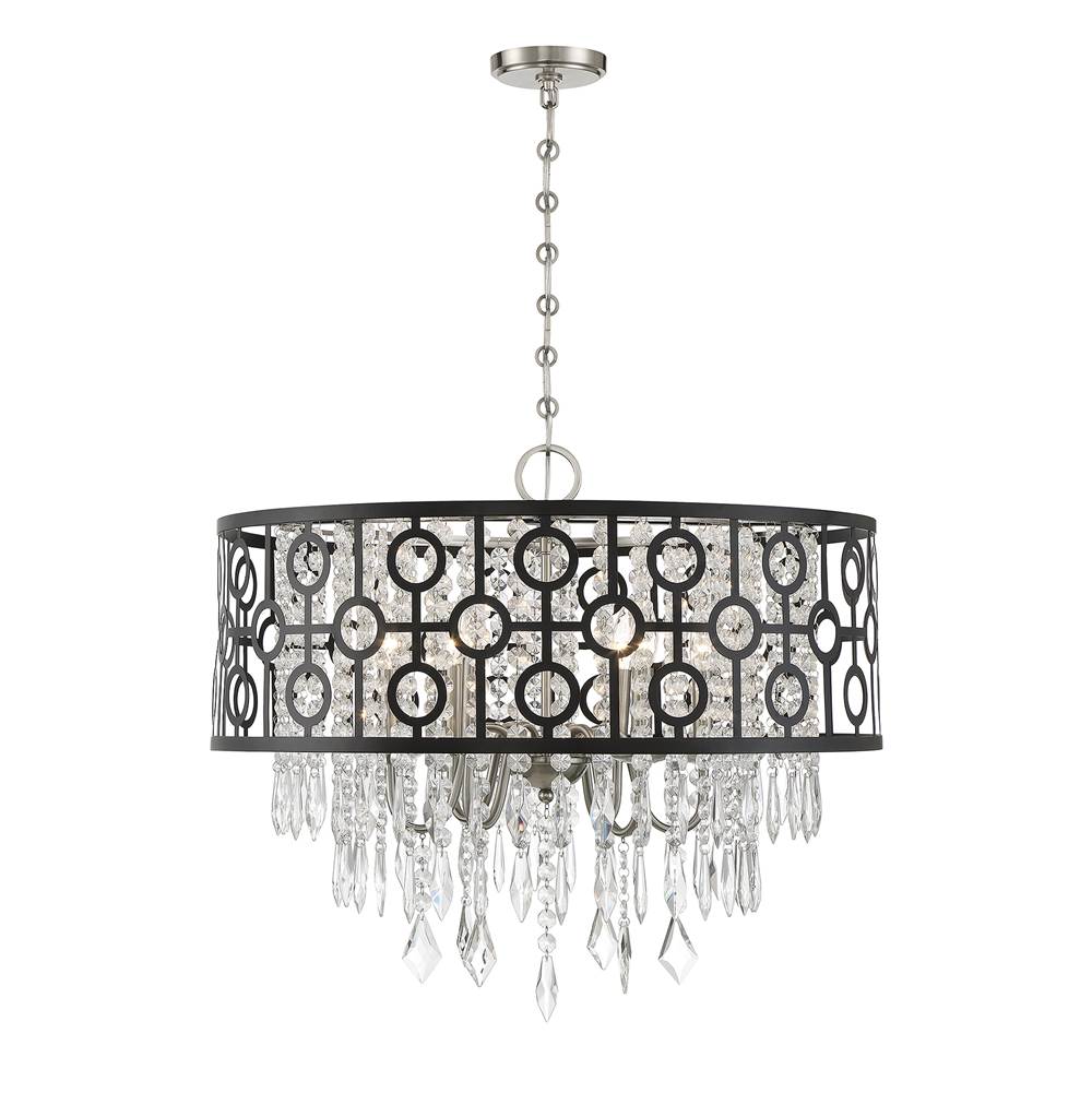 Savoy House Rory 6-Light Pendant in Matte Black with Satin Nickel