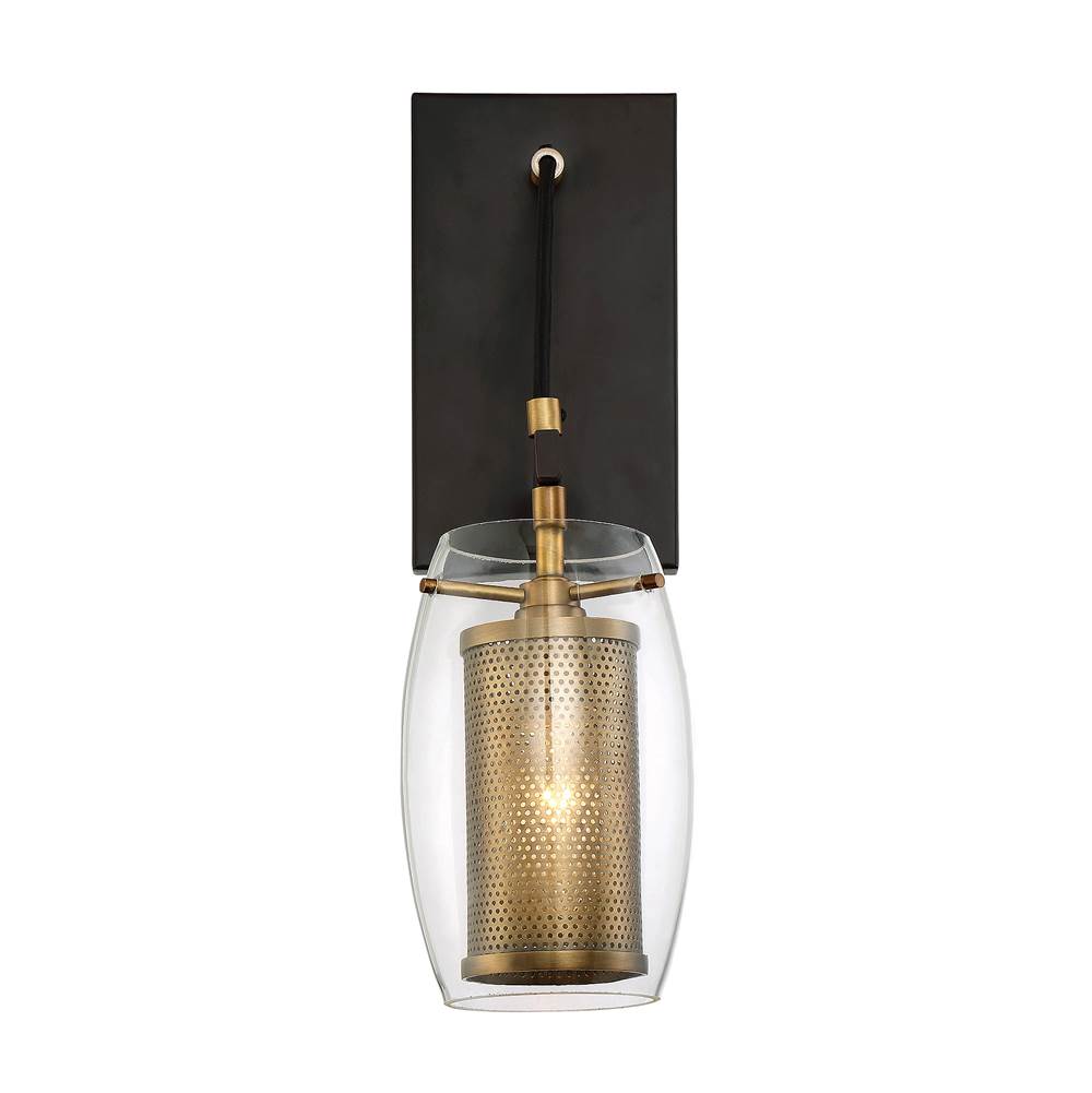 Savoy House Dunbar 1-Light Wall Sconce in Warm Brass with Bronze Accents
