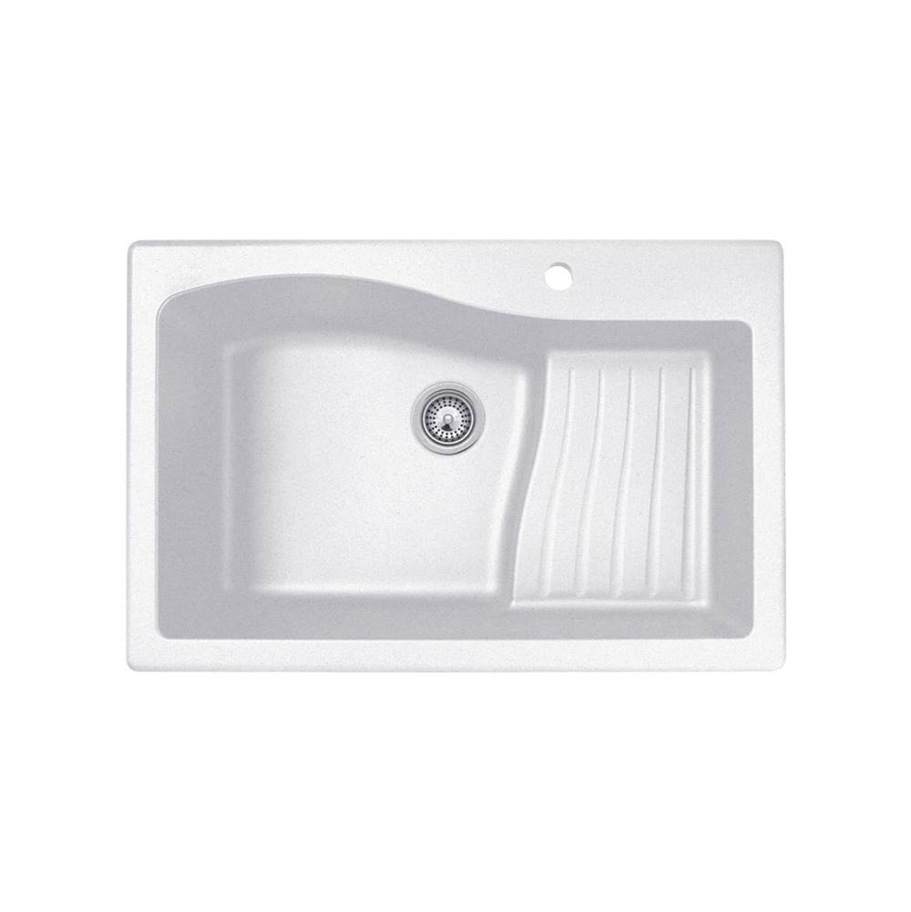 Swan QZAD-3322 22 x 33 Granite Drop in Ascend Bowl Sink in Opal White