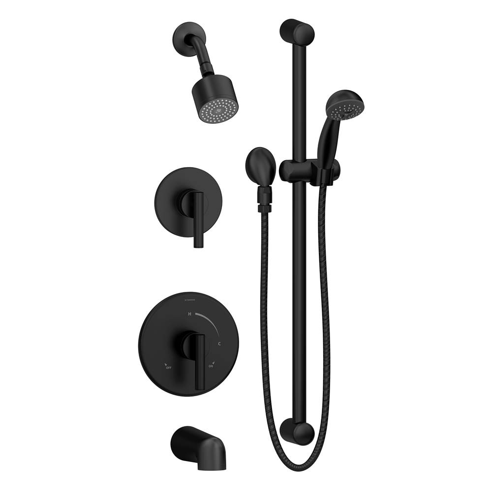 Symmons Dia 2-Handle Tub and 1-Spray Shower Trim with 1-Spray Hand Shower in Matte Black (Valves Not Included)