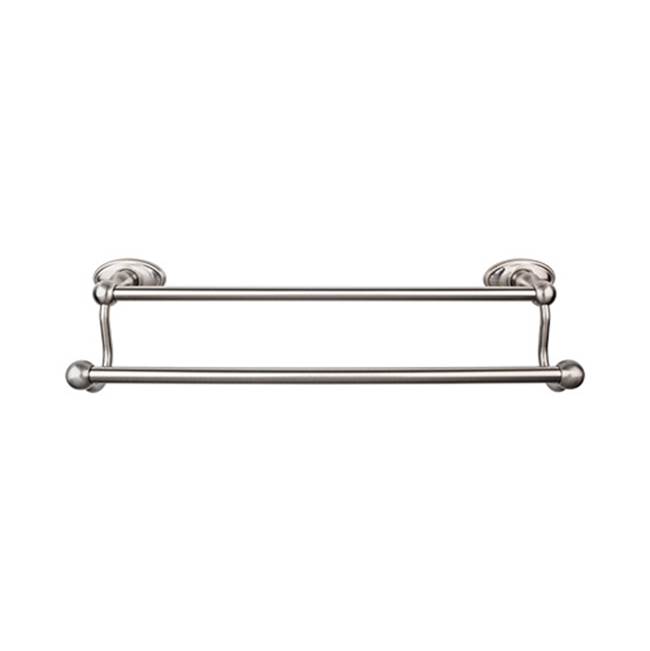Top Knobs Edwardian Bath Towel Bar 18 In. Double - Oval Backplate Brushed Satin Nickel