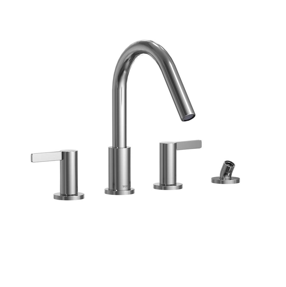 TOTO Toto® Gf Two Lever Handle Deck-Mount Roman Tub Filler Trim With Handshower, Polished Chrome