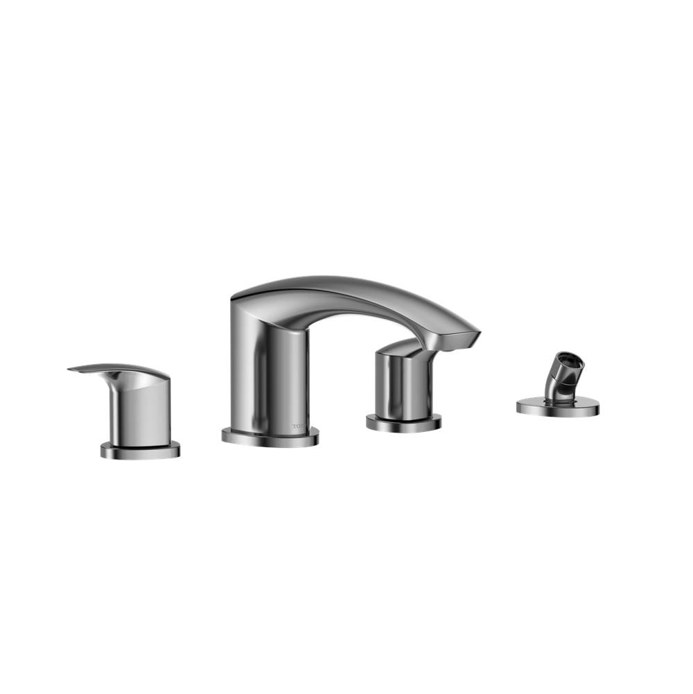 TOTO Toto® Gm Two-Handle Deck-Mount Roman Tub Filler Trim With Handshower, Polished Chrome